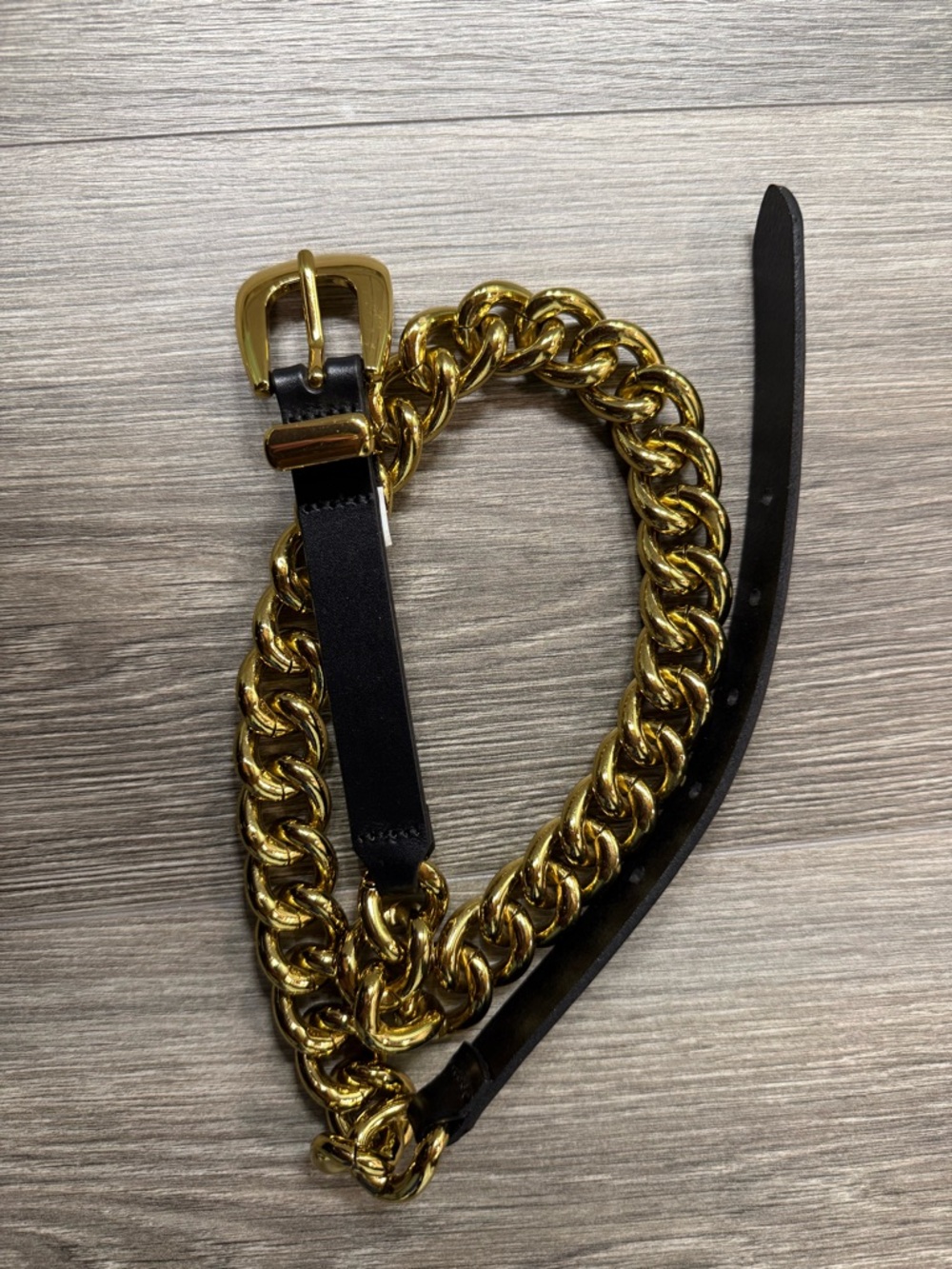 Banana Republic Gold Chain And Black Leather Belt XS Y2K Statement Belt